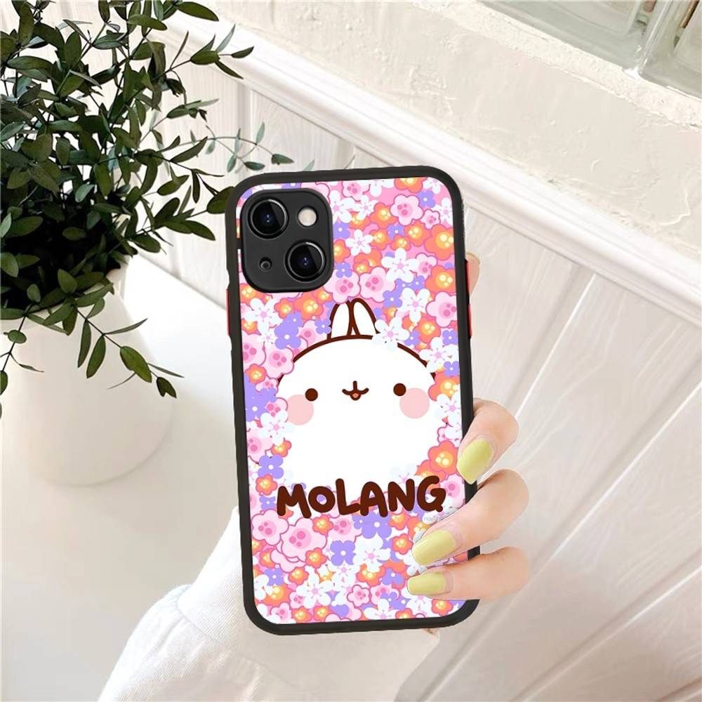 Kawaii M-Molangs Phone Case for iPhone 16 15 14 11 12 13 Pro Max X XS Translucent Matte Cover