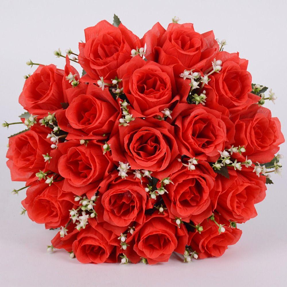 18 Head Real Happy Flower Natural Simulated Rose High Quality Dry Rose Flowers Home Decorative