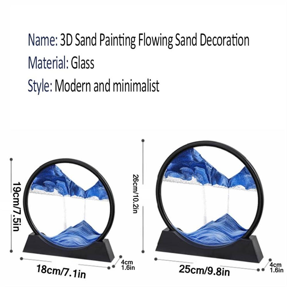 3D Moving Sand Art Picture Round Glass Deep Sea Sandscape Hourglass Quicksand Craft Flowing Sand Painting Office Home Decor Gift