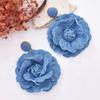 Ornament Denim Blue Fabric Earrings Denims Flower Earrings New Blue Rose Earrings