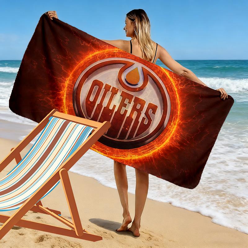 Пляжное полотенце с принтом Edmonton Oilers, Большое, Мягкое, Быстросохнущее, для Пляжа, Кемпинга, Плавания