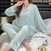 New Women's Satin Pajamas Spring and Autumn Ice Silk Long-sleeved Butterfly Jacquard High-end Loungewear Set Is Popular