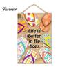 Farmhouse Wall Art Summer Wooden Hanging Sign, Welcome Sign Front Door Decor with Party Supplies Rope, Colorful Hanger for Seasonal Beach House Ready