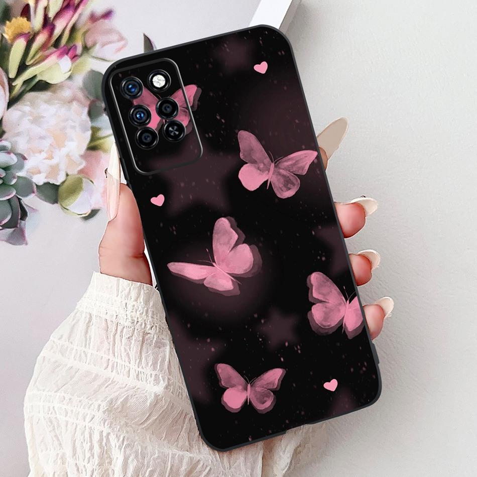 For Infinix Note 10 Pro Note10 Elegant Butterfly Cat Printed Phone Case For Infinix Note 10 10Pro NFC Black Silicone Soft Cases