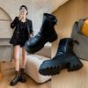 Женские ботильоны на толстой подошве, эластичные ботинки 2025 осень, новые тонкие ботинки, универсальные и стройнящие ботинки-чулки, маленькие женские ботинки