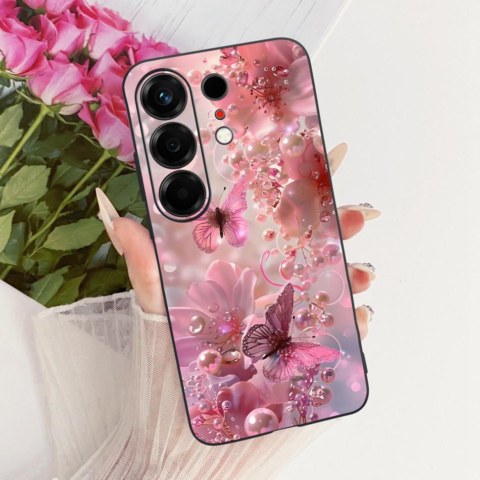 For Tecno Camon 50 4G CN5 Cute Flower Butterfly Cat Painted Case For Tecno Camon50 4G Black Silicone Soft Phone Cases