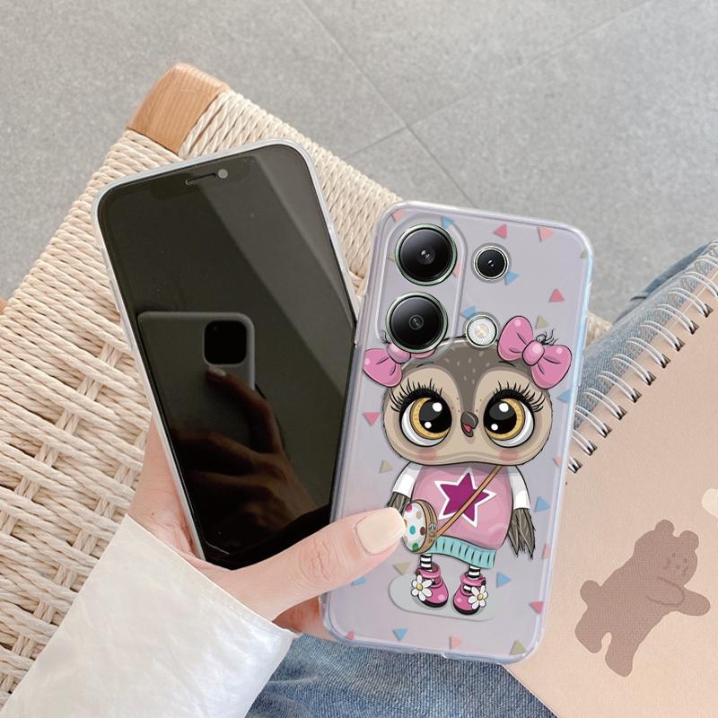 Мягкий силиконовый чехол с рисунком совы для Samsung A55 M35 S24 Xiaomi Redmi Note 13 Pro iPhone Huawei Honor Realme Camera Защитный противоударный чехол