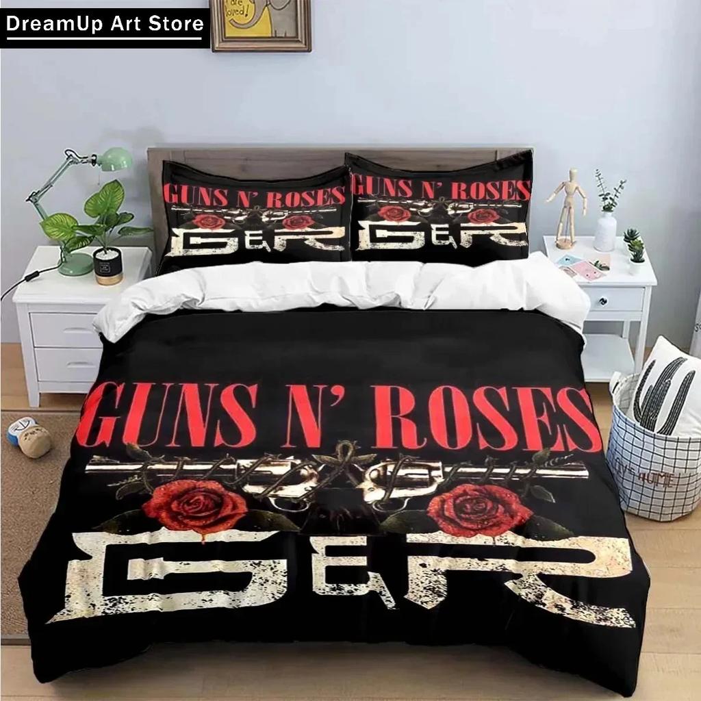 3D Печать Guns N Roses GNR Группа Ретро Комплект Постельного Белья Милый Пододеяльник Покрывало На Кровать С Наволочкой Размер: Двуспальный Односпальный Queen King Для Мальчиков