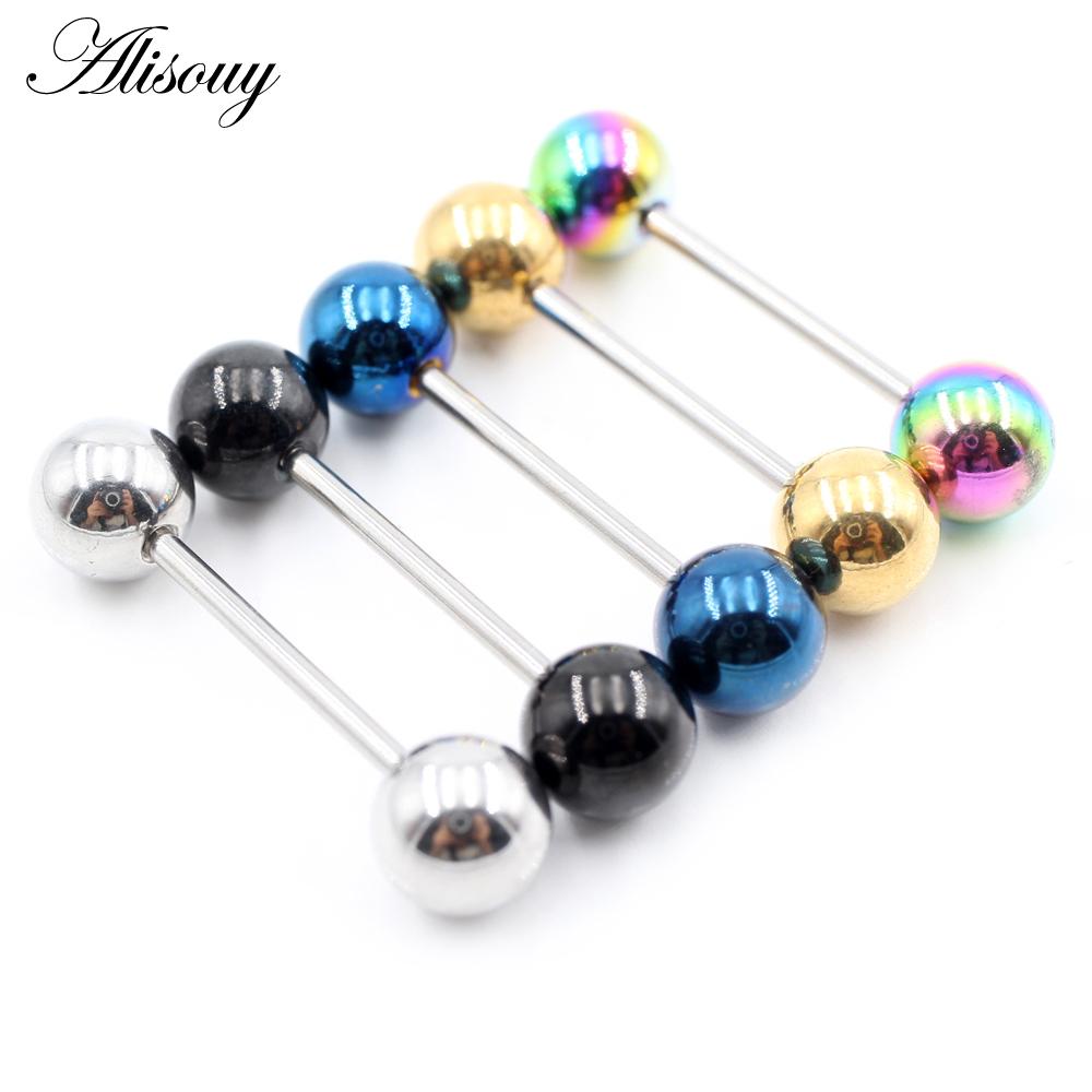 Alisouy 1PC нержавеющая сталь язык штанга пирсинг нить унисекс лабрет губы кольца бар трагус спирали серьги гвоздик украшения для тела