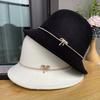 Autumn and Winter Hat Women's Fashion and Elegance Bow Woolen Hat Top Hat British Retro Basin Hat