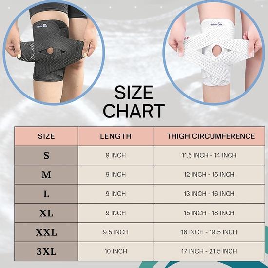 Wonder Care Регулируемый бандаж-обертывание для поддержки колена, Наколенник из воздухопроницаемой сетчатой ткани для облегчения боли, Защита для бега для мужчин и женщин (1, С)