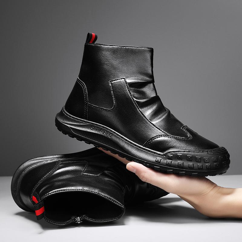 Autumn Winter Men's Boots High Top Leather Shoes Men's Ankle Boots Fashion Comfortable Motorcycle Boots Platform Boots Man