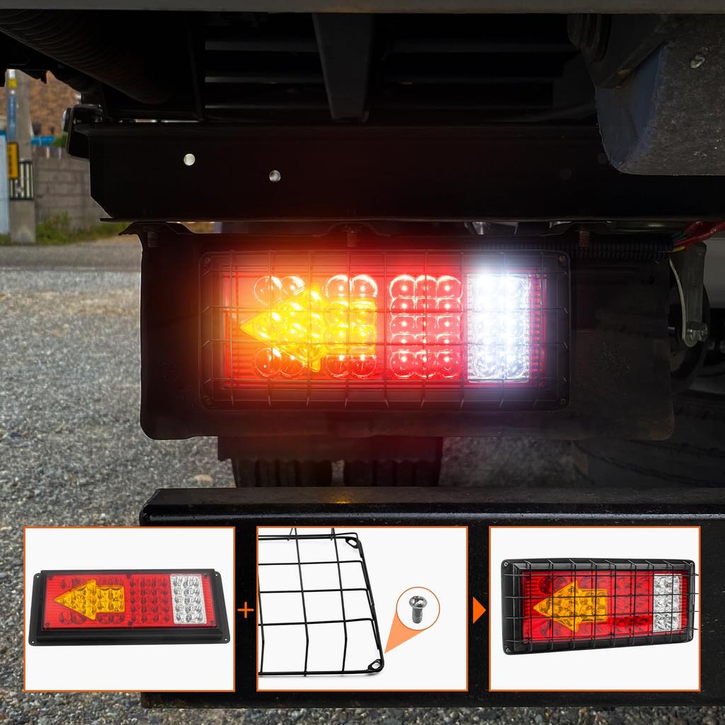 Ygmylandbb Trailer Tail for Boat Towing Universal LED Tail Lights with Round and Arrow Lights and Iron Mesh Set of 2 Lights, LED, Trailers, Trailers,
