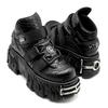 Punk Platform Boots Women Black Snake Print Chunky Sole High Top Shoes