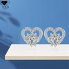 Womens Heart-Shaped Sunflower Stud Earrings Post White Plated Copper Fashionable Floral Jewelry Daily Wear