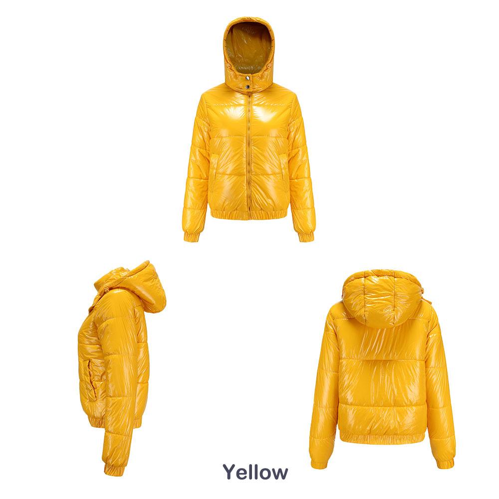 Куртки для женщин флисовая куртка осень-зима с капюшоном из хлопка 20D ламинирование брызгозащитная модная куртка с длинными рукавами блестящая хлопковая одежда женская