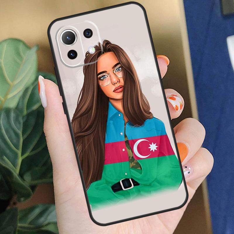 Чехол Девушка с флагом Азербайджана для Xiaomi 17 Pro Max 14 15 Ultra 13T 14T 15T Pro POCO F8 F7 F5 F6 X5 X6 X7 Pro Coque