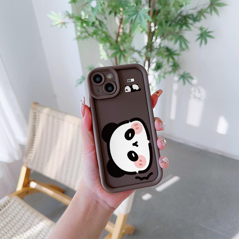 Милый Чехол для Телефона с Рисунком Панды из Мягкого ТПУ для iPhone 17 Air 16 15 14 Pro Max Plus 13 12 Mini 8 7 X Xs Задняя Крышка