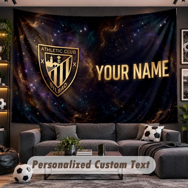 Athletic Bilbao FC Personalized Tapestry Support Custom Name, Wall Art Home Decoration