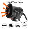 Air Horn Car Warning Alarm Megaphone 6 Tone 12V 100W 120DB Loud Car Horn Police Siren Loud Speaker Multi-tone Claxon Horn