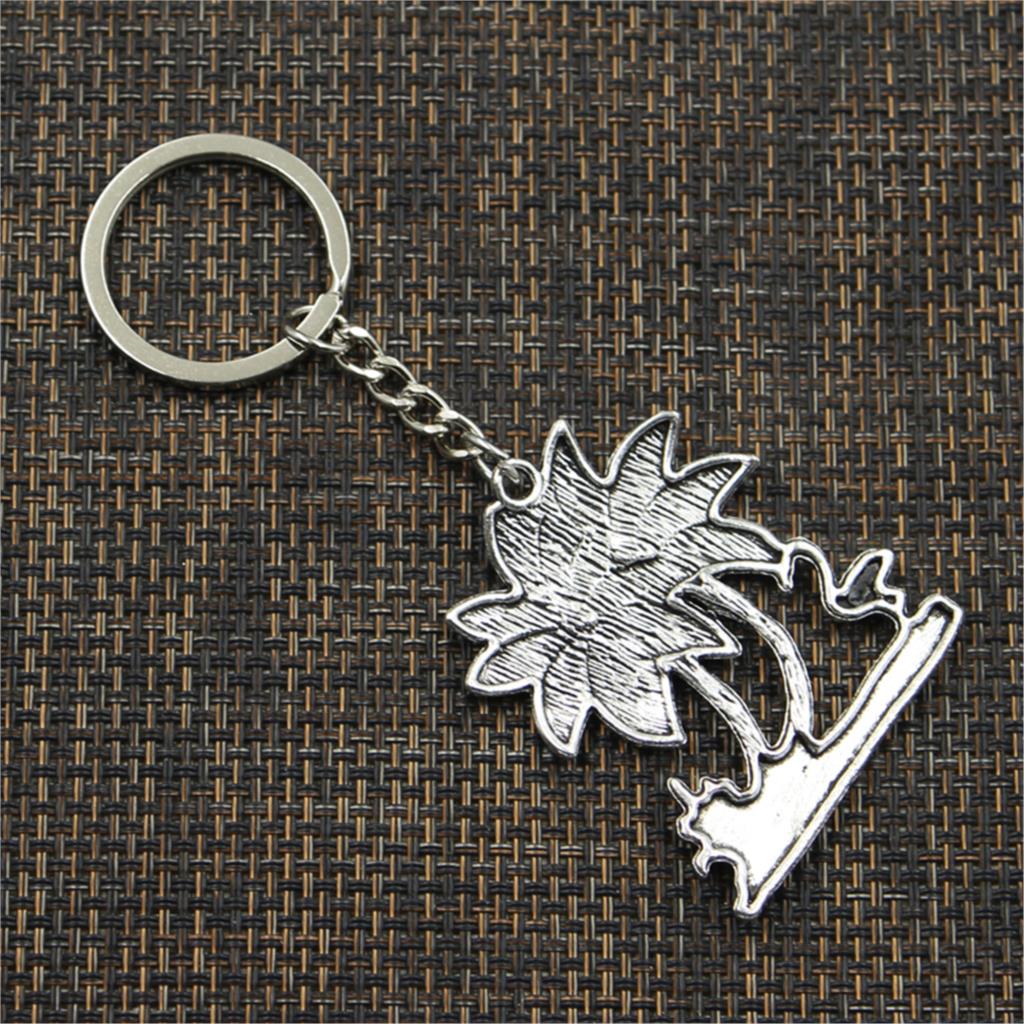 Fashion Flamingo Crane Oconut Tree 51x42mm Pendant 30mm Key Ring Chain Men Car Gift Souvenirs Keychain