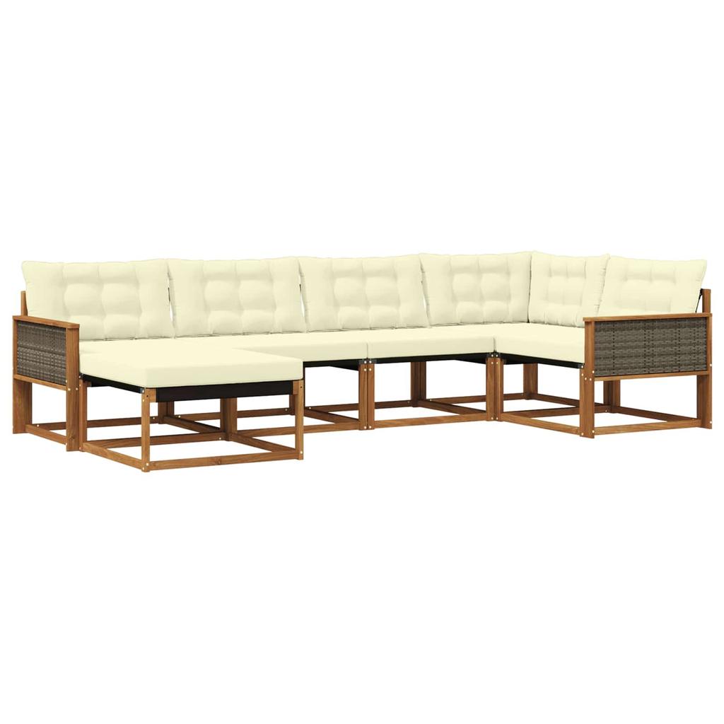 Outdoor Sofa Set with Cushions 6 pcs Natural and Cream