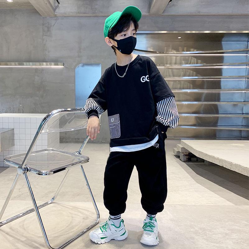 Костюм-толстовка для мальчиков 2025 года: Стильная уличная одежда для детей - комплект из 2 предметов весна/осень