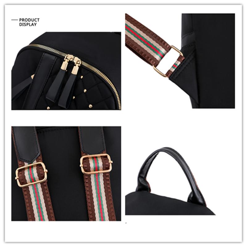 Womens Schoolbag New Casual Womens Oxford Cloth Backpack Simple Trend Light Riveted Thread Backpack