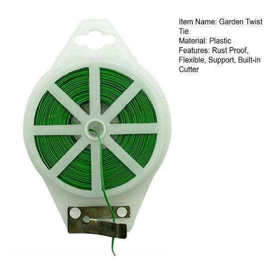 Садовая витая проволока с встроенным резаком, нержавеющая, с зеленым покрытием, для садоводства, гибкая, многоразовая, подвязки для поддержки помидоров, для помещений