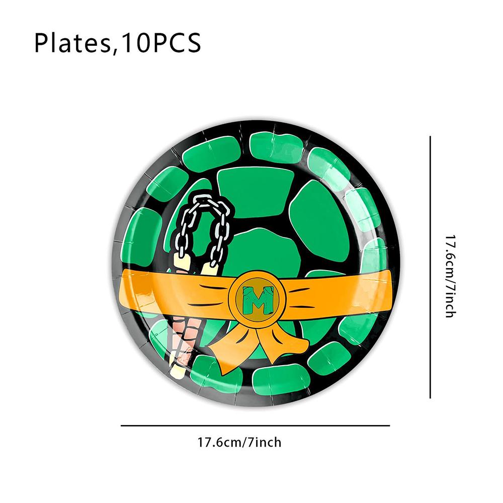 Принадлежности для вечеринки «Черепашки-ниндзя» с тарелками, стаканами, салфетками и скатертью