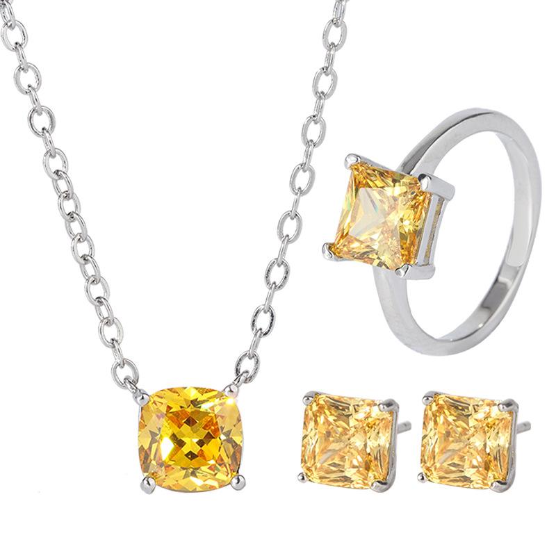 Ювелирные изделия Популярные серьги-пусеты с желтыми бриллиантами Ретро серьги Элегантные серьги-пусеты Женские квадратные