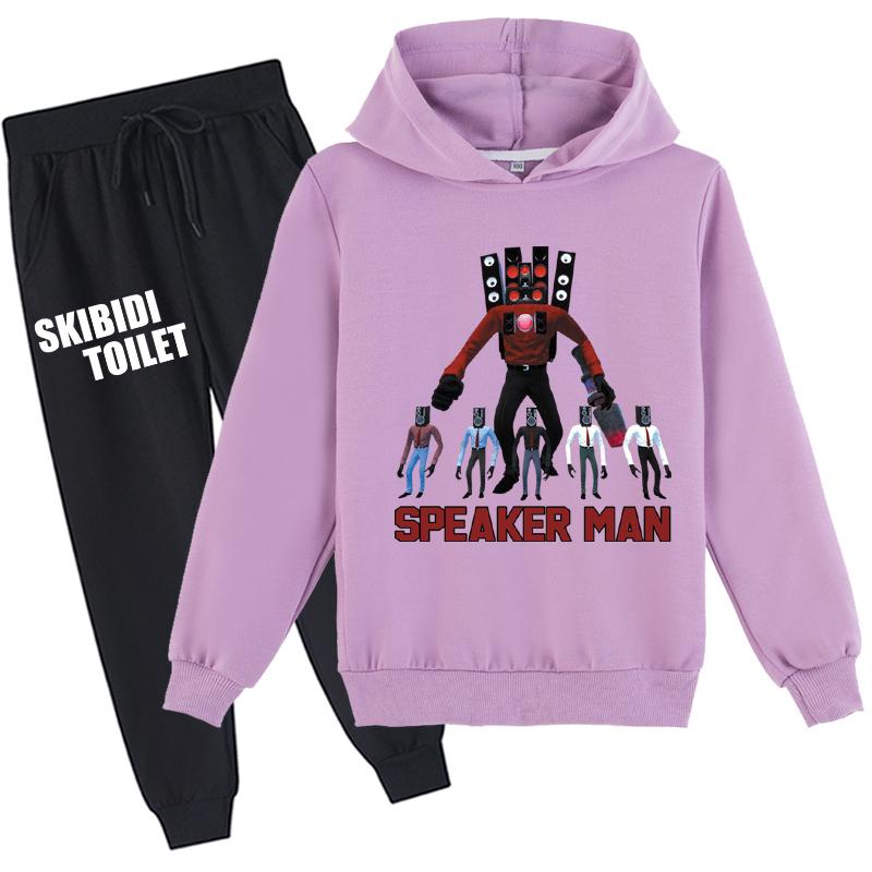 Детский комплект с 3D толстовкой Skibidi, пуловер для унитаза, спортивный костюм, детский свитер + брюки Спикермен