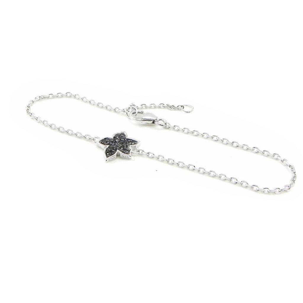 Les Trésors De Lily [I9102] - Silver Bracelet 'Flora' Black Silver (rhodium Plated) - 10 Mm