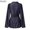 ZANZEA Women Turn Down Collar Loose Casual Long Sleeve Blouse
