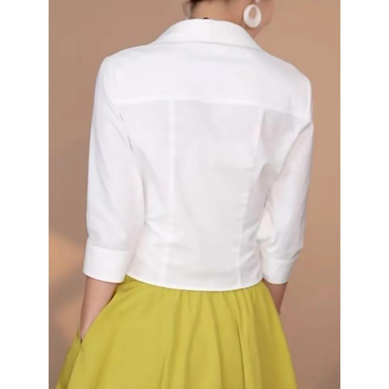 Женская белая рубашка лето новый стиль модная повседневная с нерегулярным дизайном топ