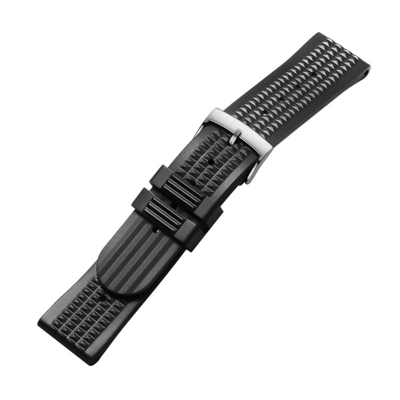 20mm New Black Men's Strap Silicone Strap Steel Pin Buckle Rubber Strap Quick Release Watch Accessories Universal Watch Strap