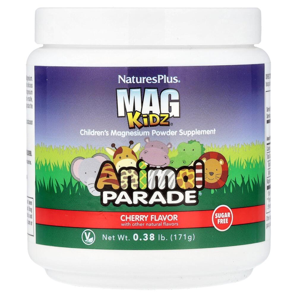 Nature's Plus Mag Kidz Animal Parade Children's Magnesium Powder Supplement, Cherry, 171g (0.38lb)