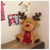 Cute, Fluffy Christmas Reindeer Plush Toy Cushion with a Red Scarf. Soft To the Touch. Perfect for Kids and Adults, Birthdays, Christmas, or As a