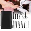 15pcs Stainless Steel Manicure Tool Set Nail Clippers File Dead Skin Remover Kit Black