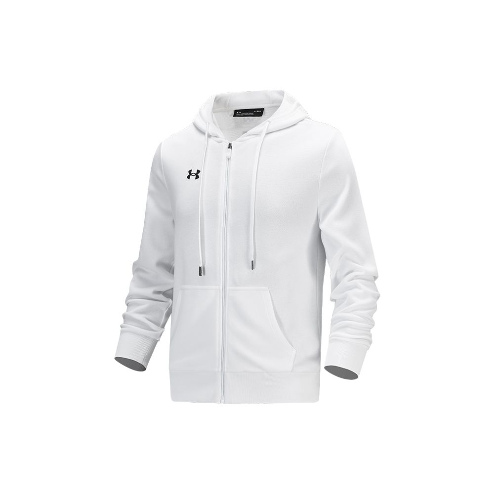 Under Armour Logo Print Sports Training Knit Hoodie Jacket Men Outerwear White 21600305-100