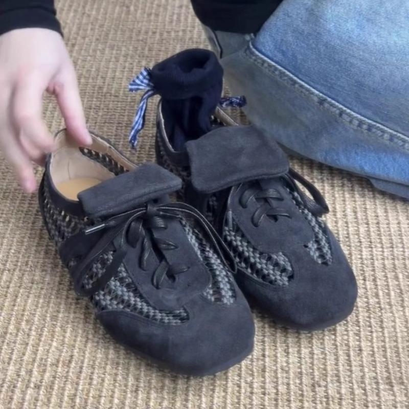 Ретро Плоская Обувь Desun 2025 Новые Универсальные Дышащие Спортивные Повседневные Туфли на Шнуровке ForrestShoes для Женщин