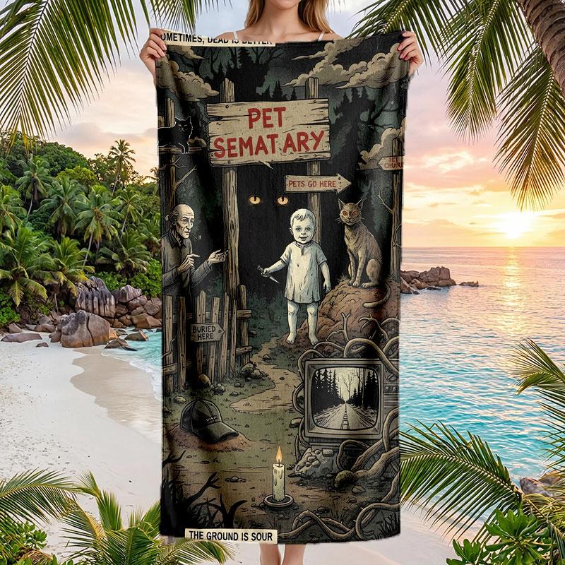 Large Beach Towel Quick Dry Absorbent Towel For Beach IndoorPet Sematary