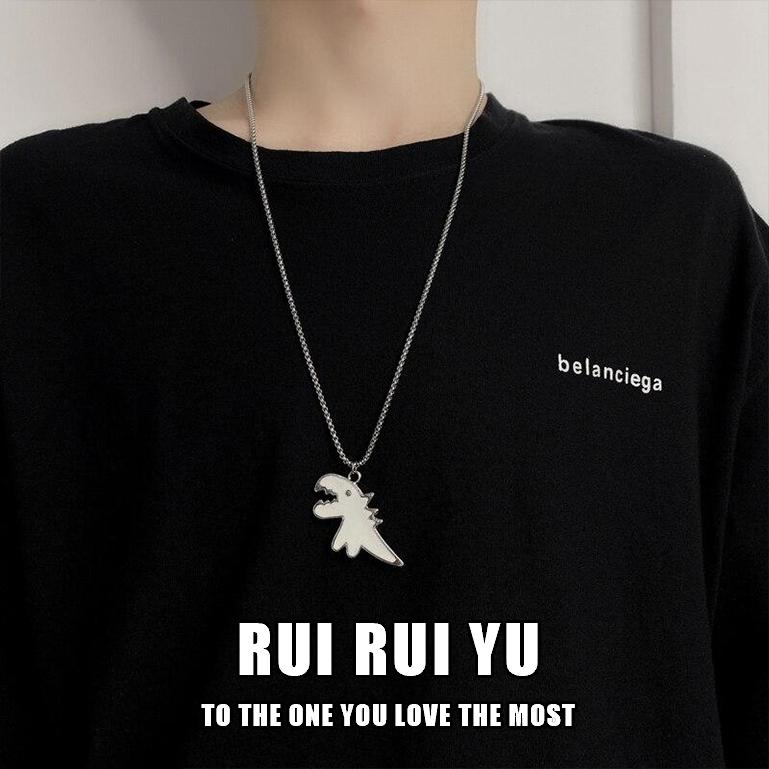 RUI RUI YU Cute Dinosaur Couple Necklace Lovers Paired Pendants Friends Neck Chain Hiphop Punk Collar for Men Women Jewelry