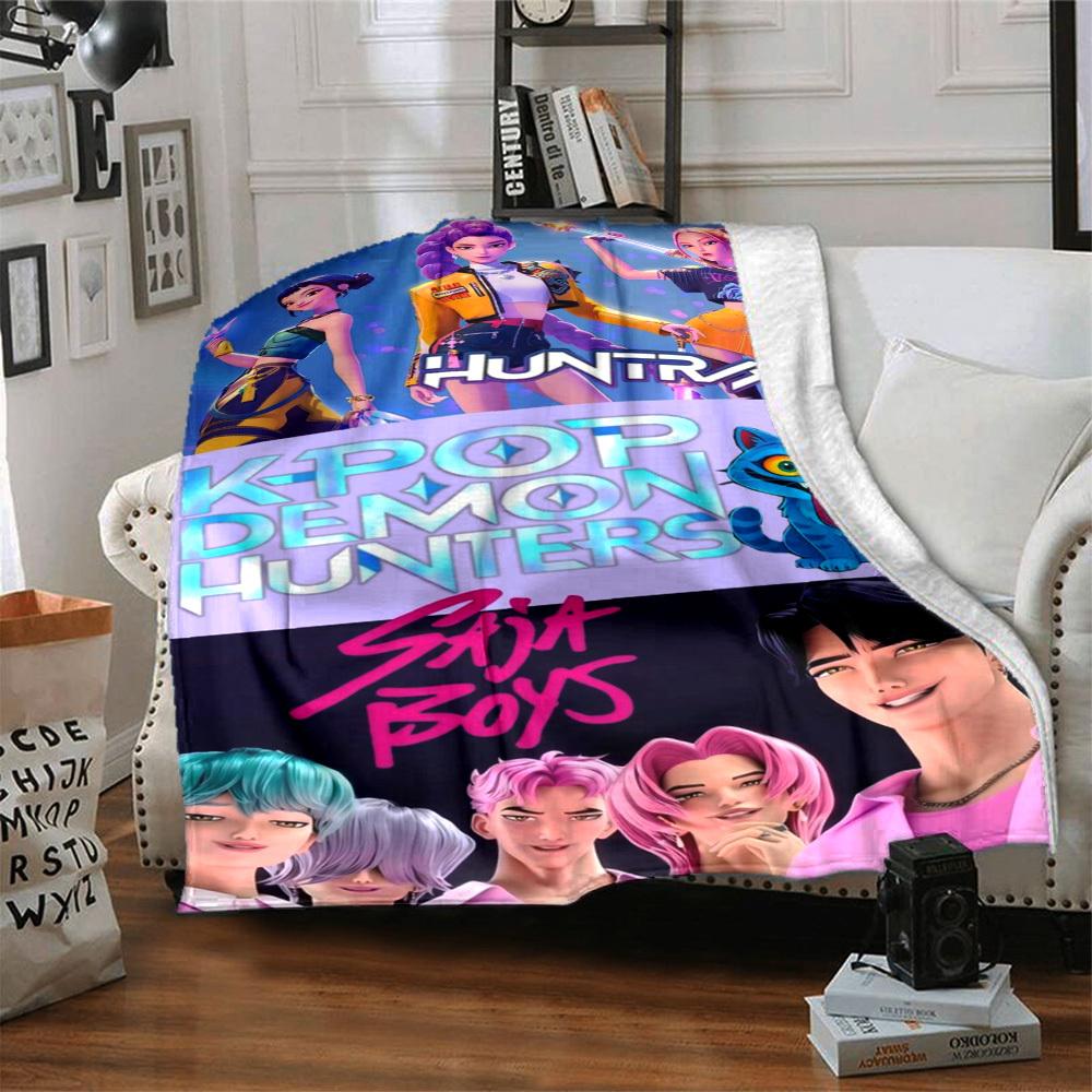 1pc K Pop, Demon Hunters Blanket Lightweight Flannel Blanket Throw Blanket For Sofa, Bed, Travel, Camping, Livingroom, Office, Couch