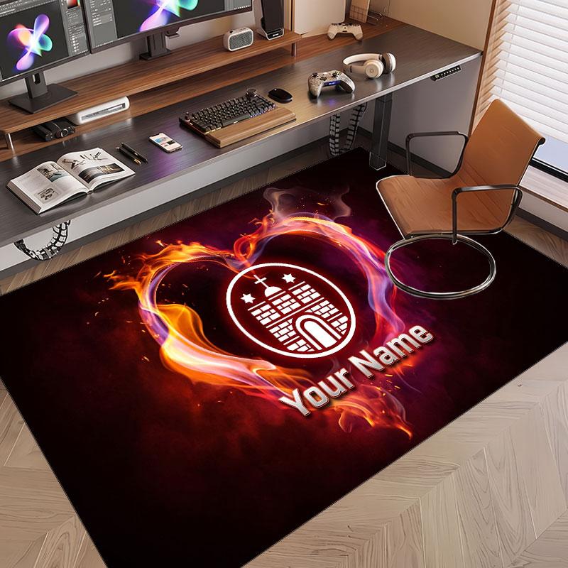 Custom Rug FC St. Pauli Pattern Print Name Text Soft Non‑Slip Floor Carpet for Home Indoor Decoration