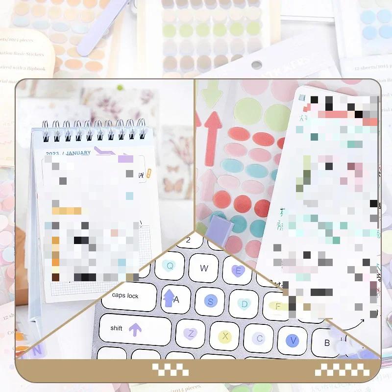 12 шт./набор прозрачных липких заметок, однотонные цифры, буквы, точки, стиль скрапбукинга, журнал, наклейка, маркер для ключевых слов для изучения