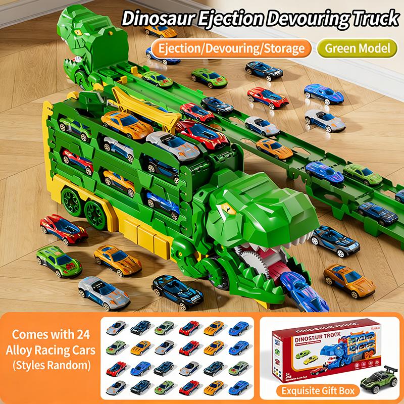 Образовательный грузовик для хранения динозавров: 24 Сплавные машинки с пусковой трассой – Обучают организации и мелкой моторике