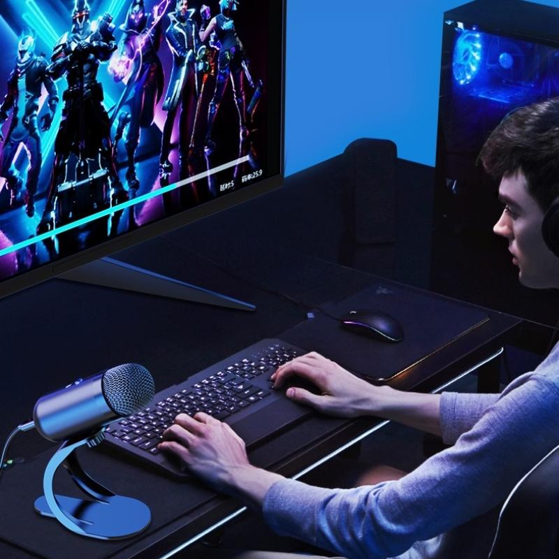 Профессиональный радиоприемник с USB-разъемом, ветрозащитой и шумоподавлением, высокопроизводительный компьютерный микрофон металлического цвета