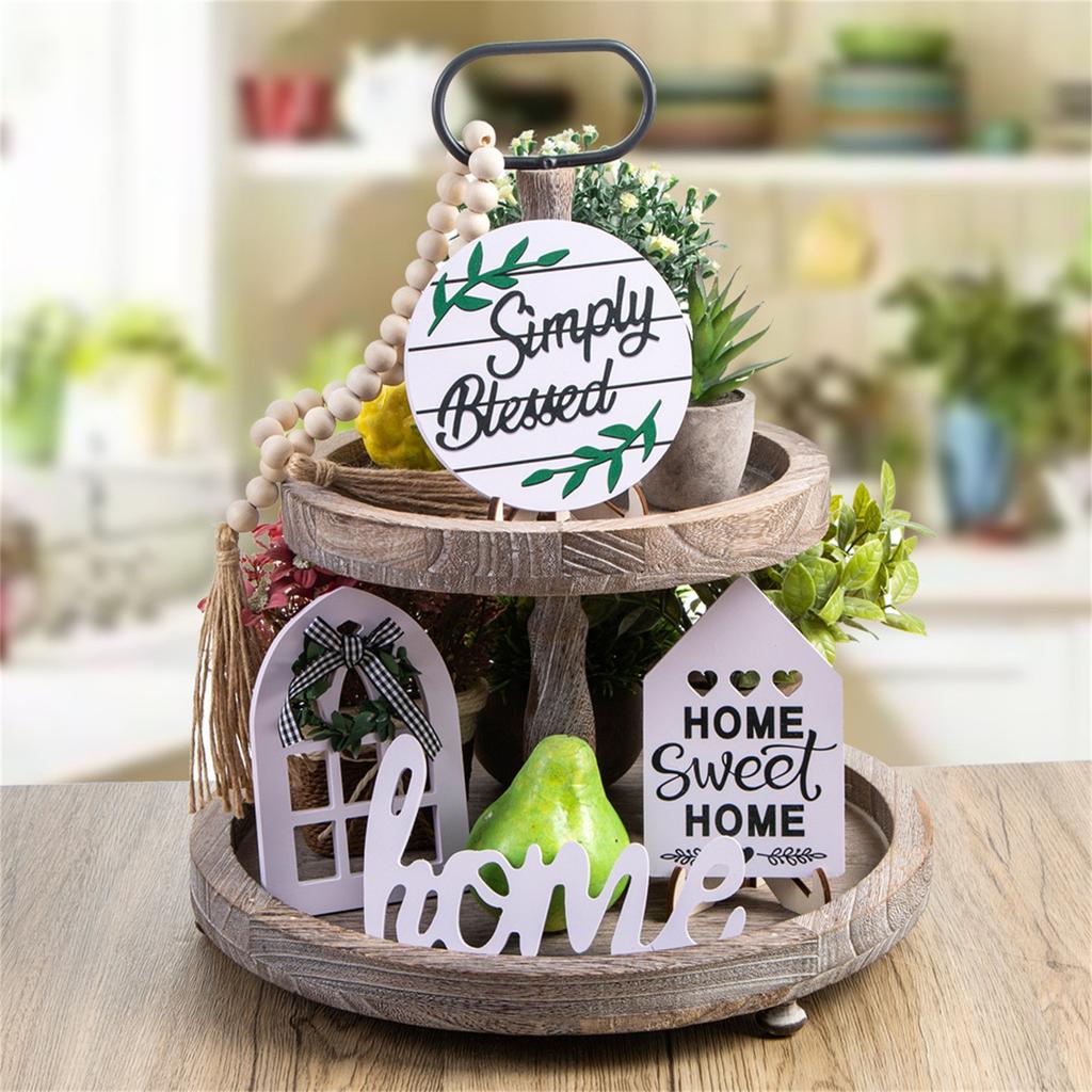 Орнамент Многослойный Поднос Декоративный Деревянный Многослойный Поднос Обеденный Стол Домашний Открытый Декор Знаки