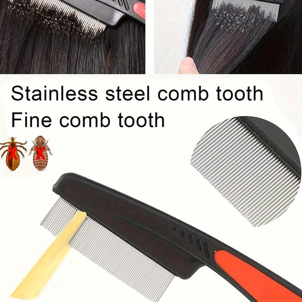 1pc Heavy-Duty Stainless Steel Fine Tooth Comb For Thick Hair - Dandruff & Lice Remover With ABS Handle, Sensitive Scalp Care